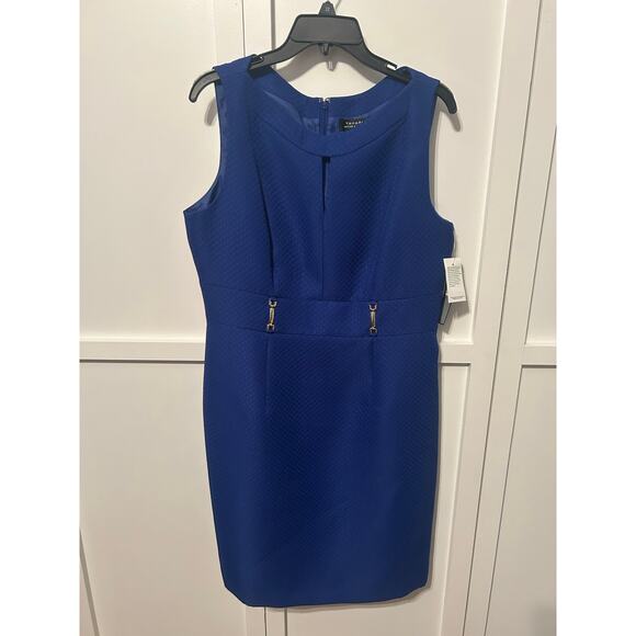 Tahari Charlie Royal Blue Sheath Dress 12 - Picture 1 of 4